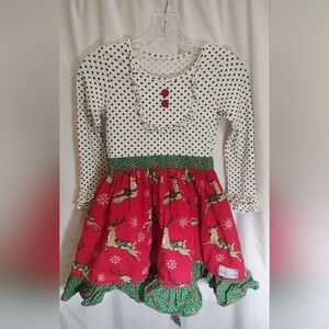Eleanor Rose Festive Polka Dot and Reindeer Dress